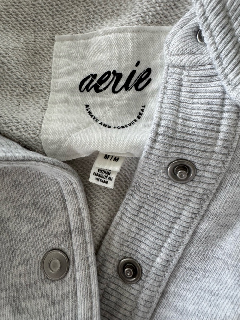 aerie Light Gray Snap-Front Pullover - Picture 4 of 4